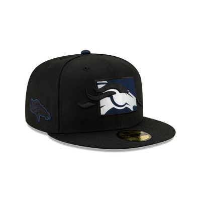 Denver Broncos Gorra | New Era NFL State Logo Reflect 59fifty Fitted Cap Mexico - Negros